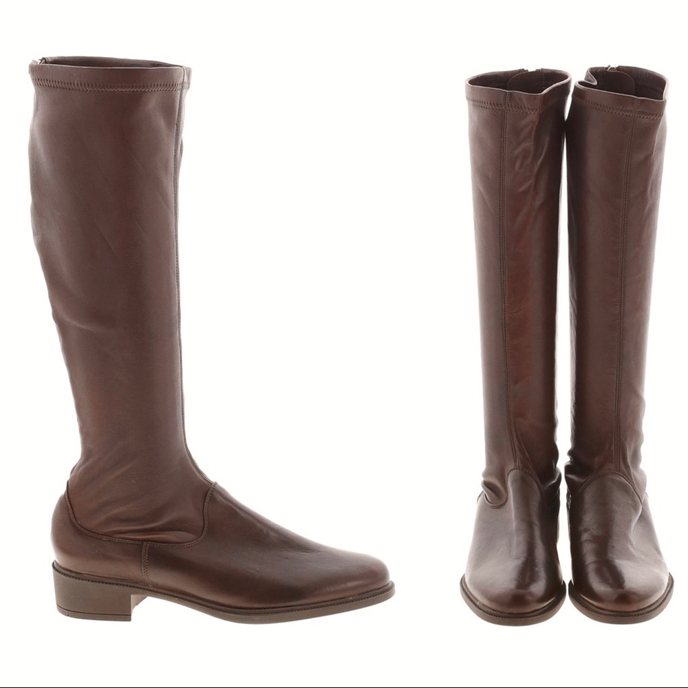 Salvatore Ferragamo Brown Leather Knee-High Heeled Boots